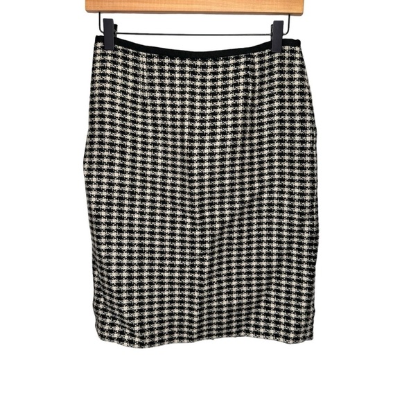 Tory Burch Black & Cream Wool Houndstooth Pencil Skirt Size 2 - Picture 1 of 11